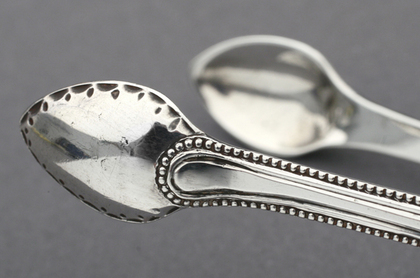 Rare Georgian Silver Spring Hinged Sugar Tongs - Innes Family Crest